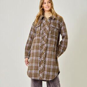 Plaid Shacket (Chocolate & Lavender)